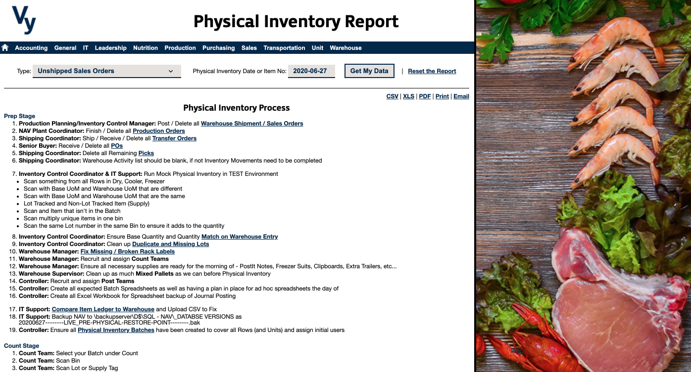 Vy NAV Reports - Physical Inventory