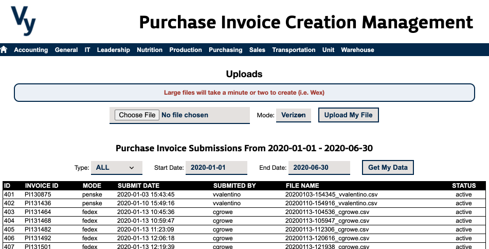 Vy NAV Reports - Purchase Invoice Creation